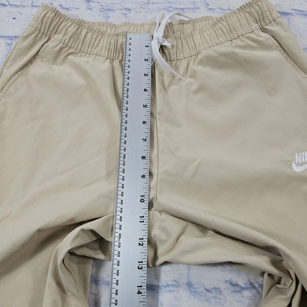 Nike Club Woven Pants Mens M Khaki Beige Elastic Waist Drawstring Casual Sport
